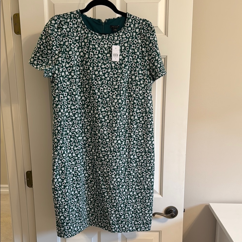 Ann Taylor Green Sheath Dress Crew Neck Short Sleeve NWT